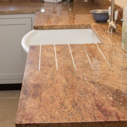 shaker kitchen with madura gold granite